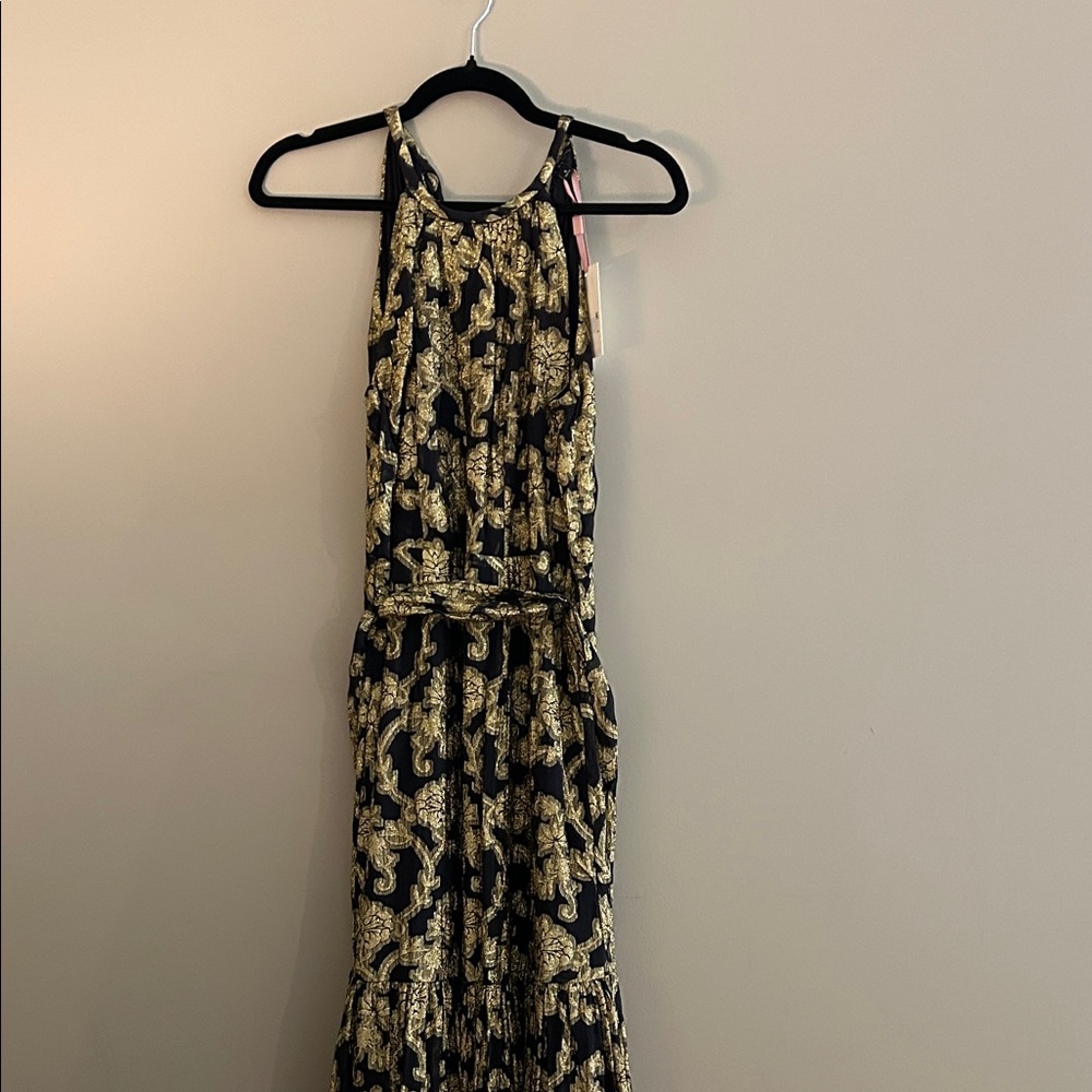 Alex Marie NWT Elegant Black and Gold Halter Dress Size 6